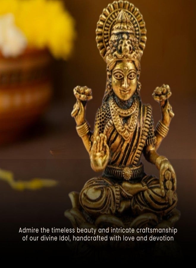RITUALISTIC Pure Brass Laxmi Idol - 2 inch Height | Divine God Idols for Home Décor | Car Dashboard Decoration Item | Corporate Gifting | Diwali Gift for Housewarming, Festivals & Pooja | Handcrafted - Image 5
